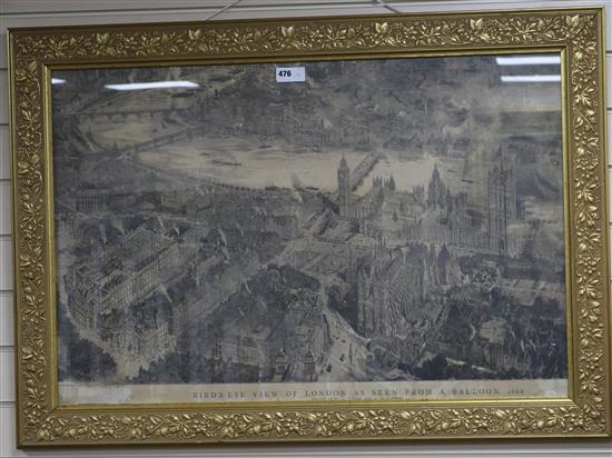 W. L. Wyllie and H. Brewer Birds Eye View of London as seen from a balloon 1884 23.5 x 35.5in.